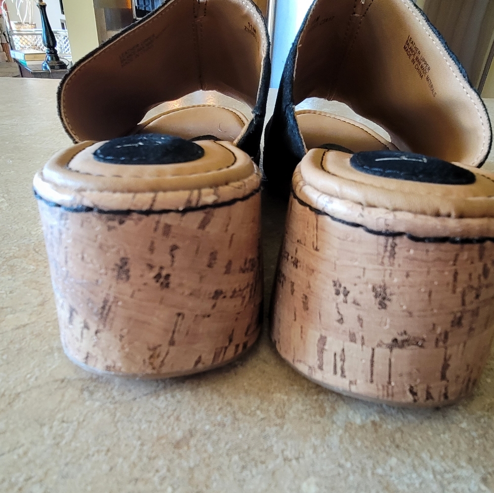 B.O.C Cork Wedge Platform Slides - Size 11 Black - image 5